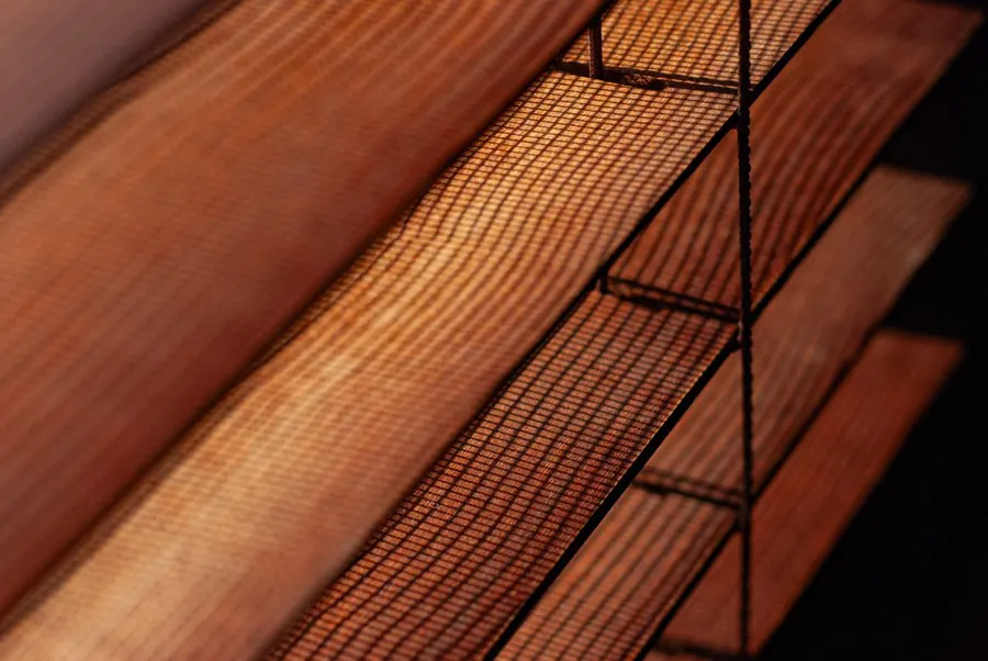 Close-up of blinds used to shade a conservatory from direct sun