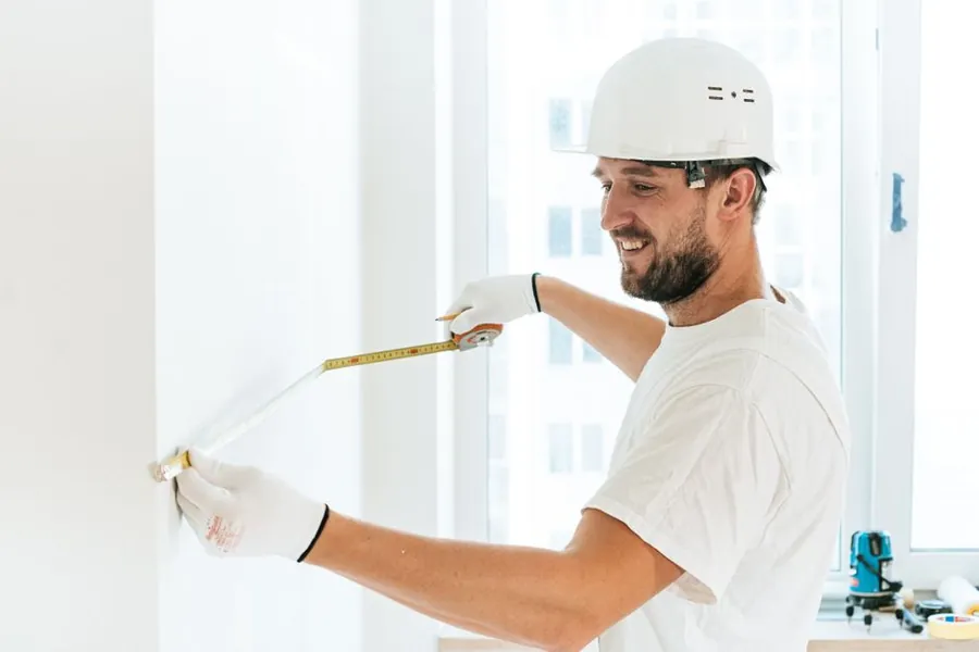 Tape measure being used to check the clear opening of a replacement window