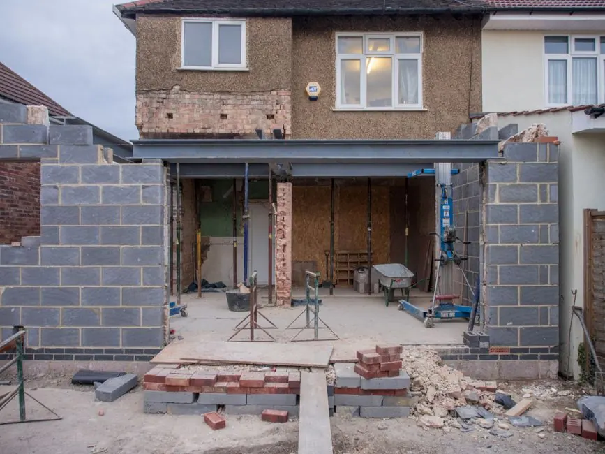 Building works underway at a property in Devon with access arrangements in place