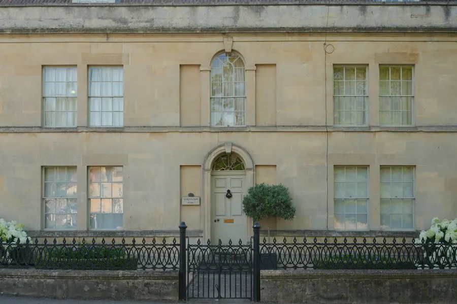 Georgian period listed building front elevation in Exeter showing window arrangement requiring consent