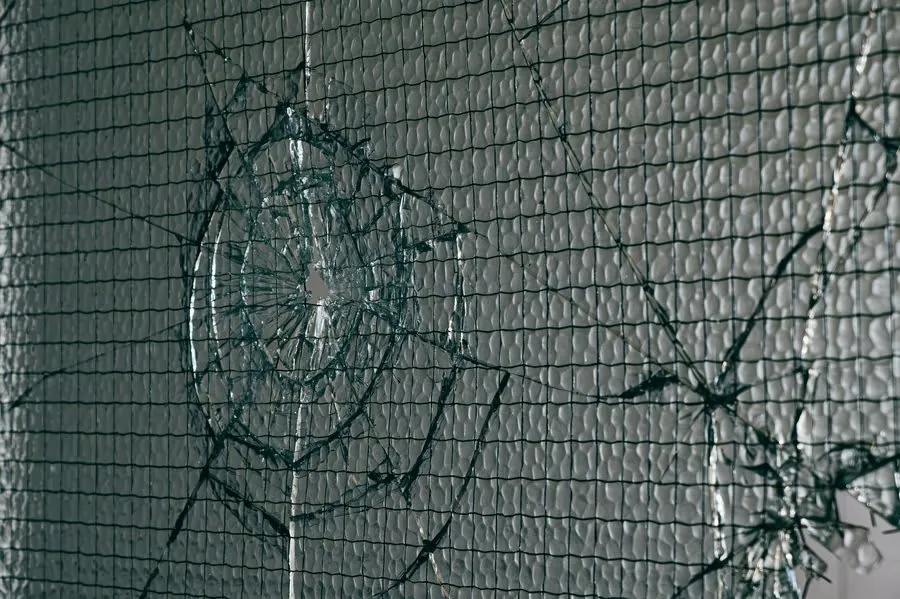 Laminated safety glass panel showing security specification for windows