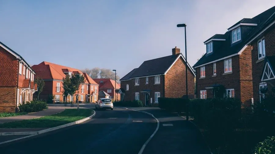 Modern brick housing estate near Exeter with uPVC windows throughout